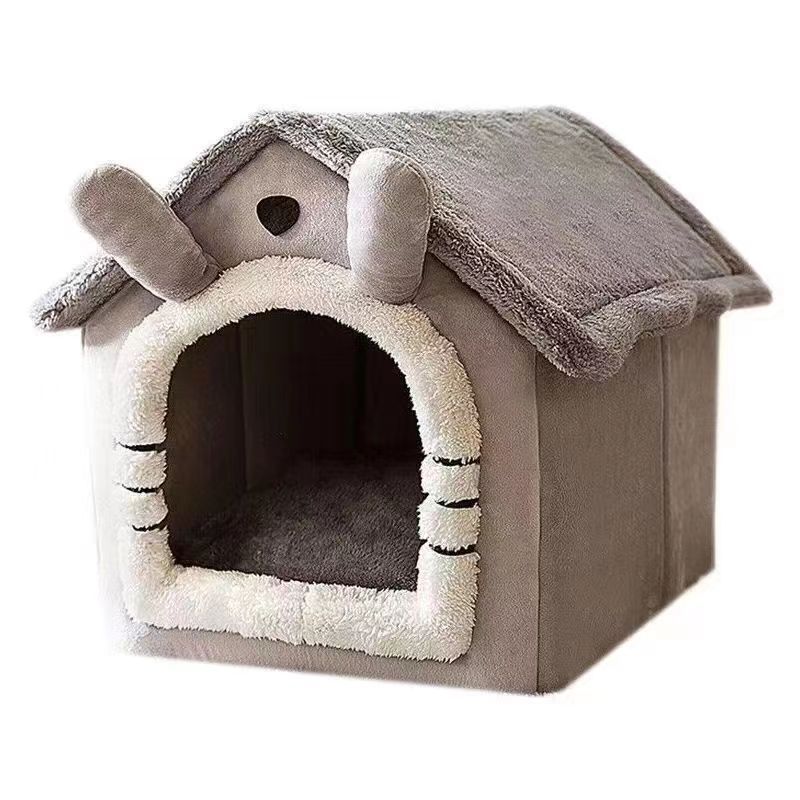 Washable Semi-Enclosed Velvet Pet Bed House