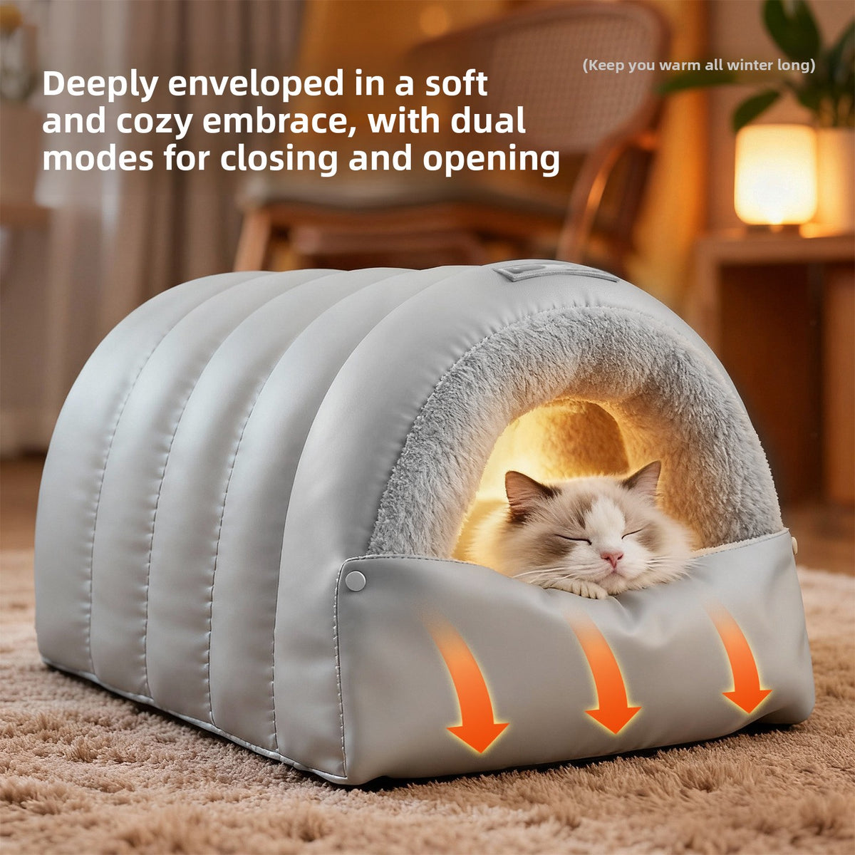 Semi-enclosed leather sleeping bag cat litter